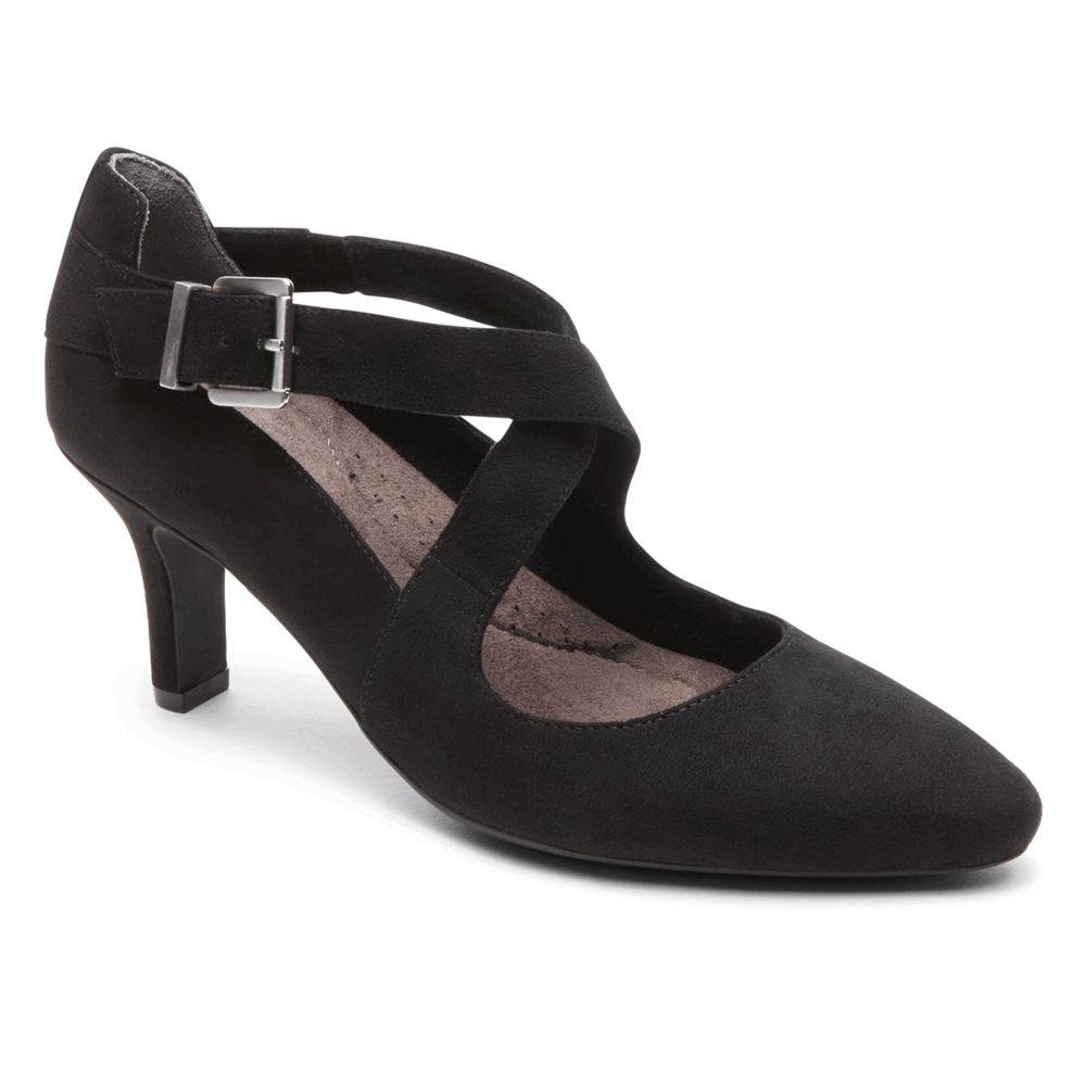 Rockport Womens Heels Black - Sharna Cross-Strap - UK 175-SXHTKO